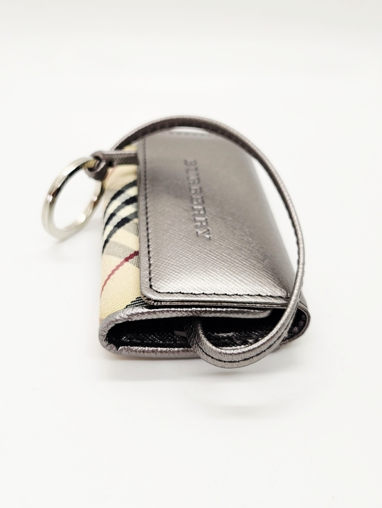 Burberry Nova Check Key Case In Silver - Picture 4 of 7